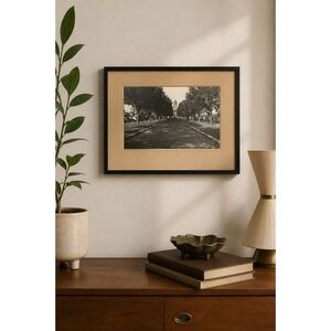 Vintage‎ Black White Architectural Photograph Framed Historic Avenue Wall Art